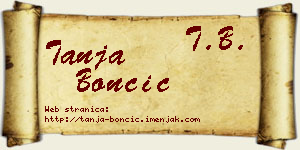 Tanja Bončić vizit kartica